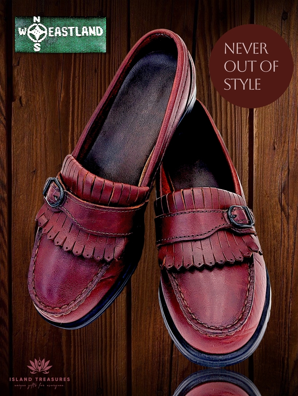 Eastland Women Sz 6M Rare Vintage Burgundy Cordovan Leather Kiltie Tassel Loafer